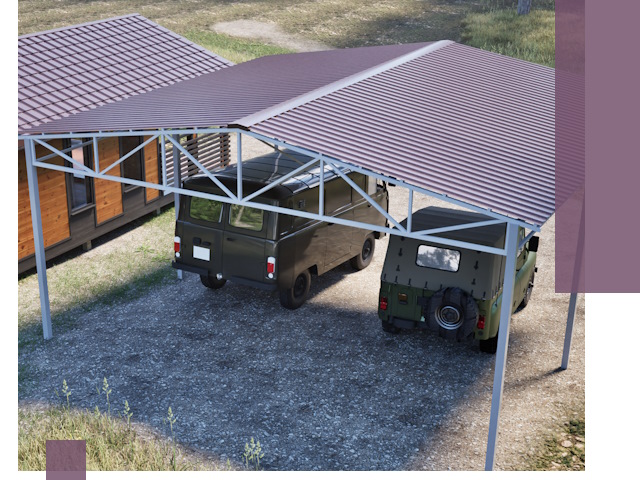 Двускатные навесы под ключ в Ставрополе — изготовление и монтаж